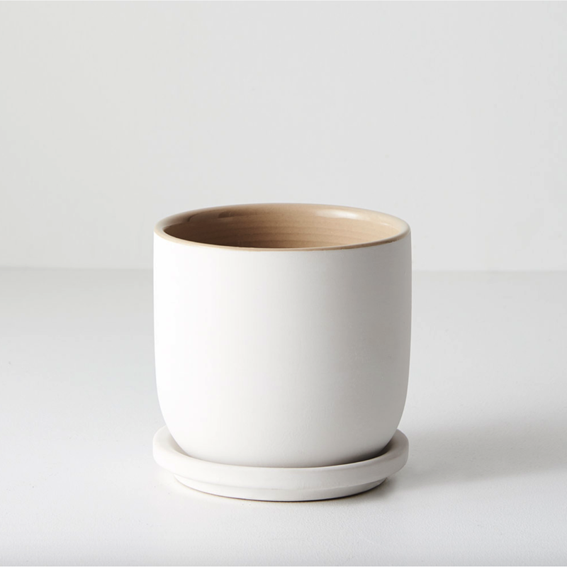 Cavo Pot with Saucer White Small