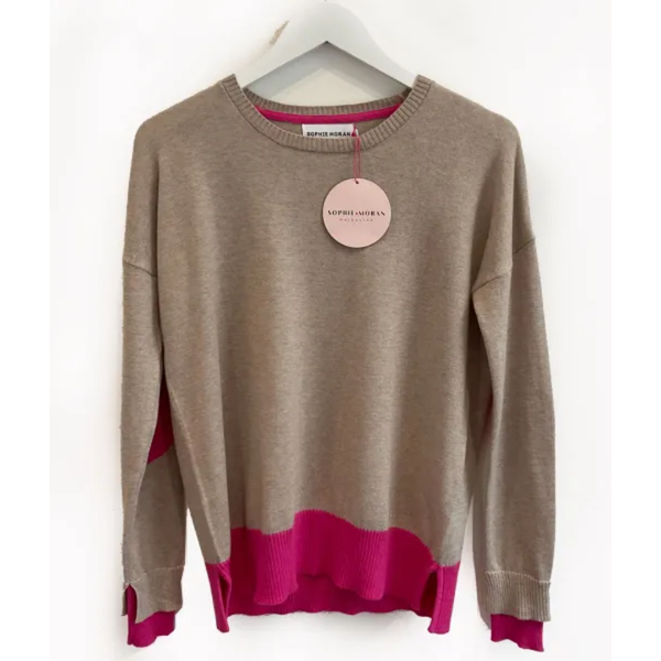 Arm Patch Jumper / Oatmeal Pink