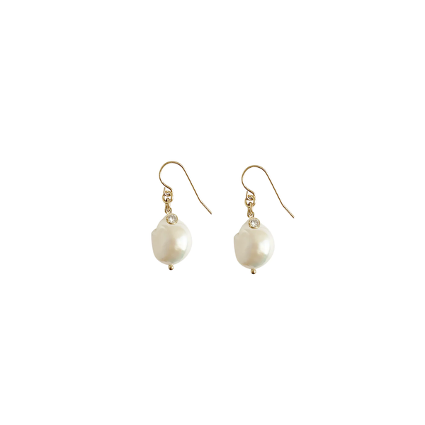 Baroque Pearl Drop Earrings / Gold