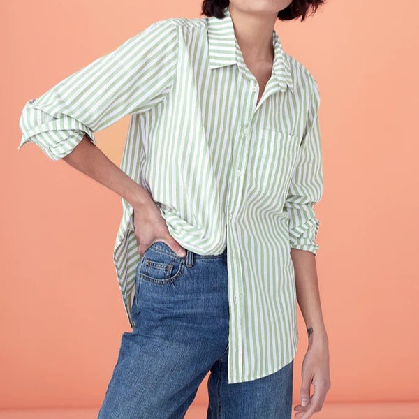 Franklin Bold Stripe Shirt / Sage & White