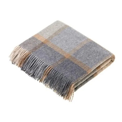 Block Windowpane Throw / Beige + Grey