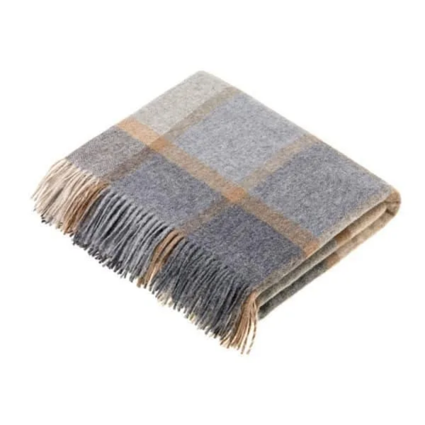 Block Windowpane Throw / Beige + Grey