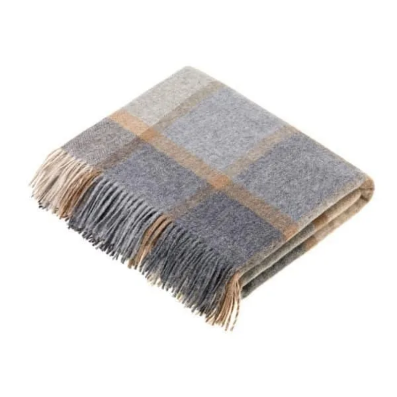 Block Windowpane Throw / Beige + Grey