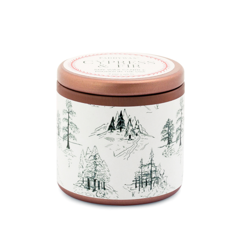 Cypress Fir Copper Tin Candle 3oz / Green Wrap