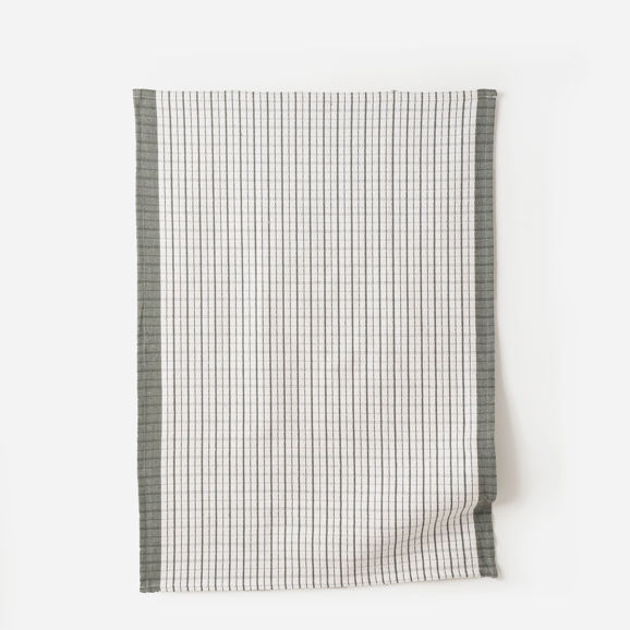 Heavy Cotton Tea Towel Olive & White