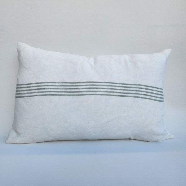 Casa Texture Linen Stripe Lumbar Cushion / Green