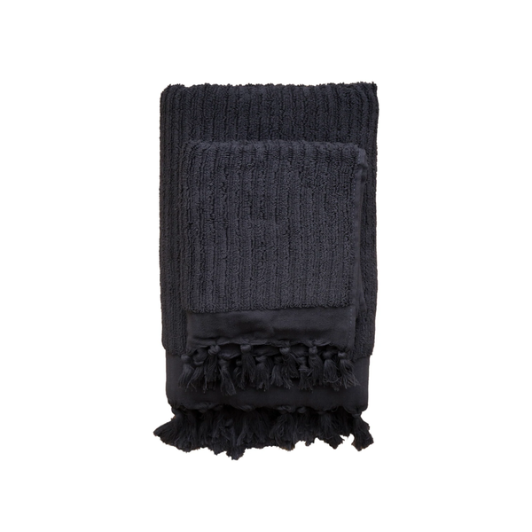 Charcoal Ribbed Hand Towel