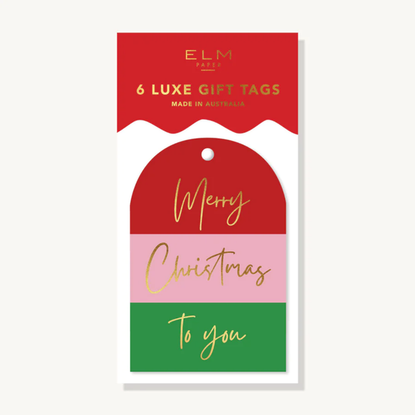 Christmas Colour Stripe Gift Tags / Pack 6