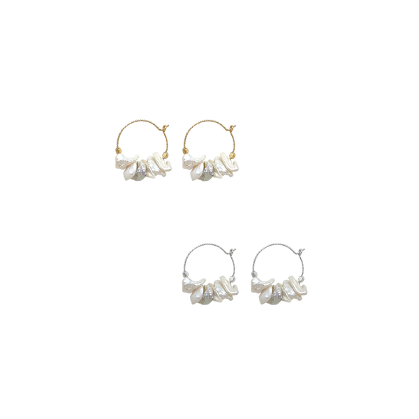 Dana Pearl Hoop Earrings / Gold
