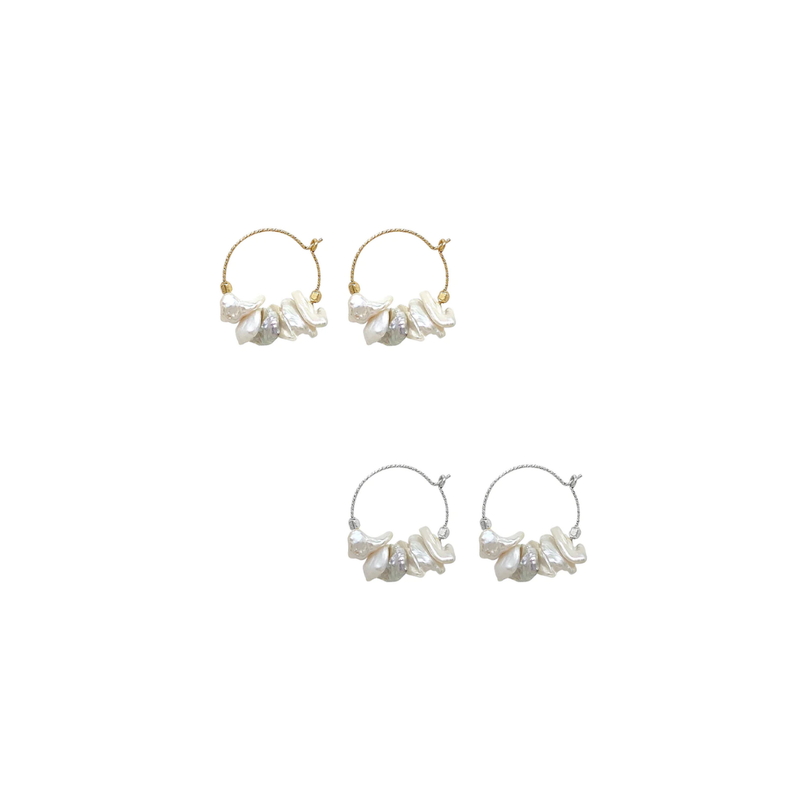 Dana Pearl Hoop Earrings / Gold