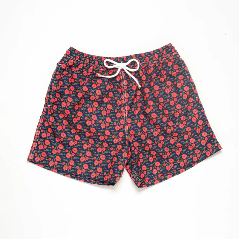 Flower Navy & Red Shorts