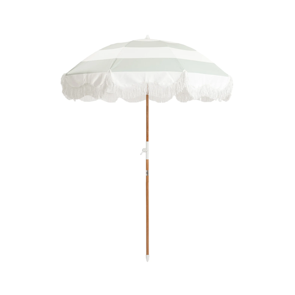 Holiday Beach Umbrella / Sage Capri Stripe