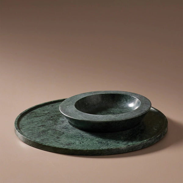 Axis Marble Bowl and Platter Set Green