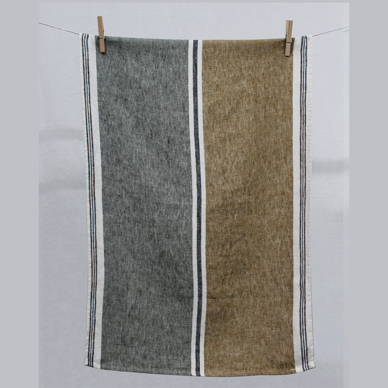 Trevise Linen Tea Towel / Khaki