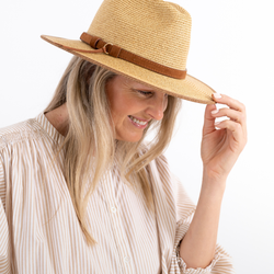 Lou Panama Suede Trim Hat / Natural