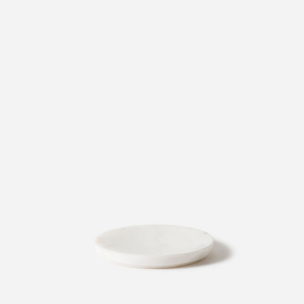 Marble Round Soap Dish / White