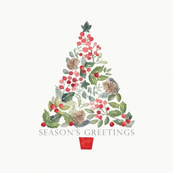 Merry Greetings  Napkins / White