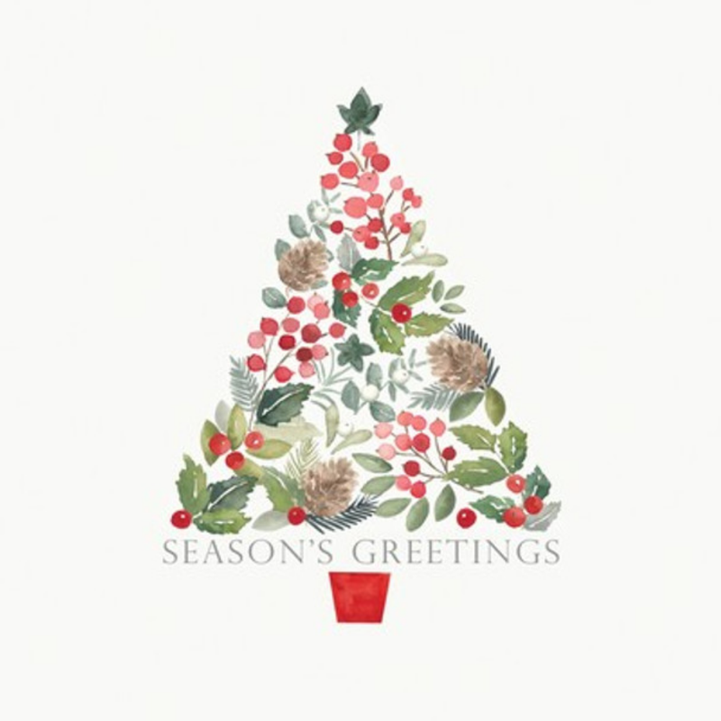 Merry Greetings  Napkins / White