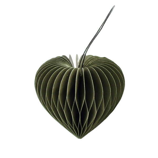 Paper Heart Ornament / Olive Green