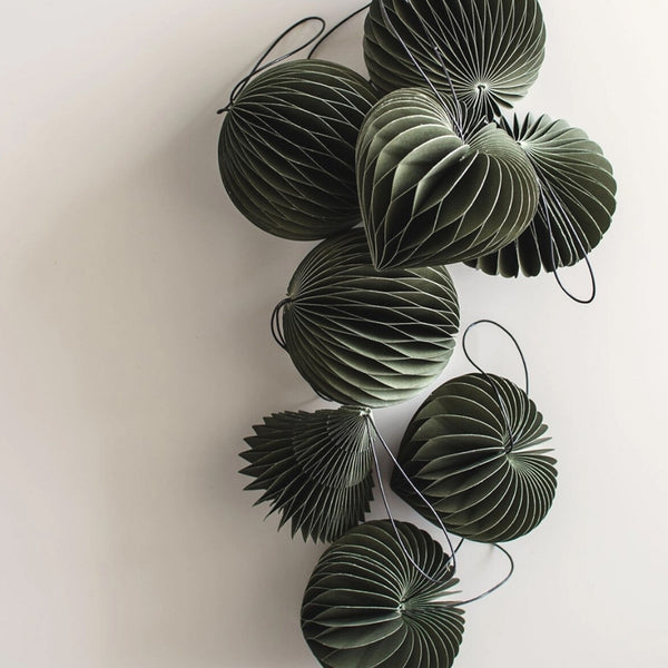 Paper Sphere Ornament / Olive Green