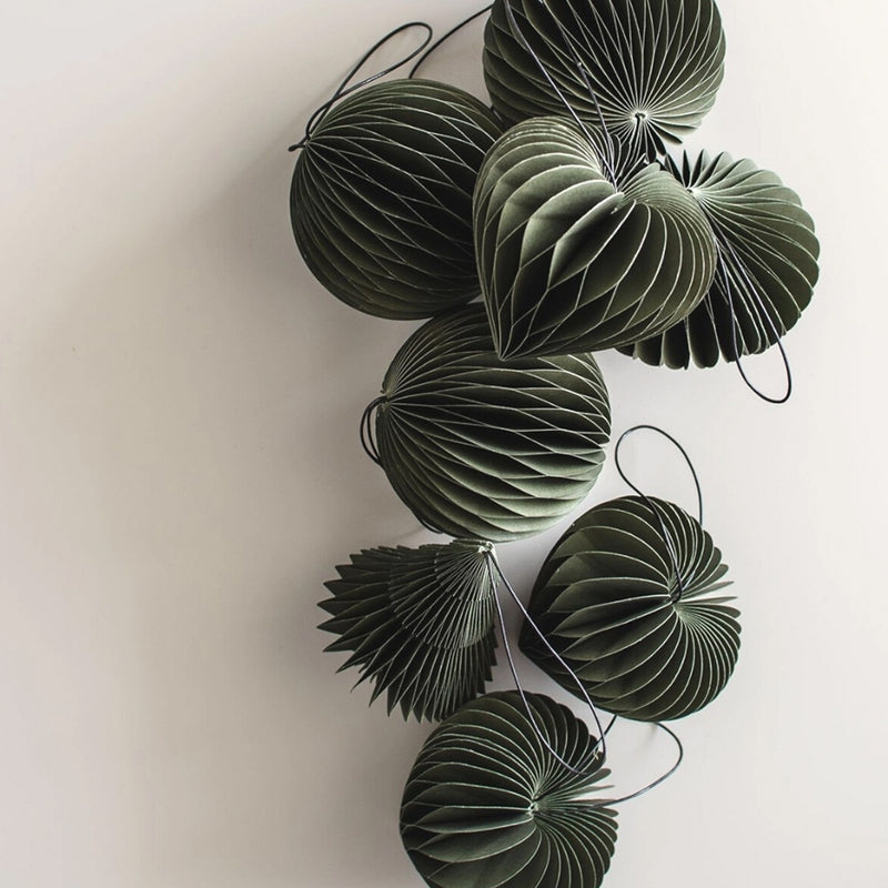 Paper Sphere Ornament / Olive Green