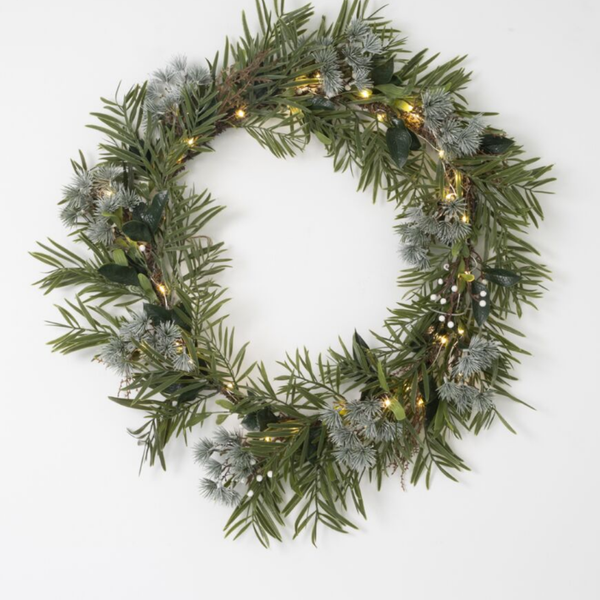 Native Wreath LED with Berries Large / Green