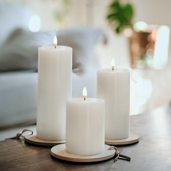 Nordic White Flameless Pillar Candle