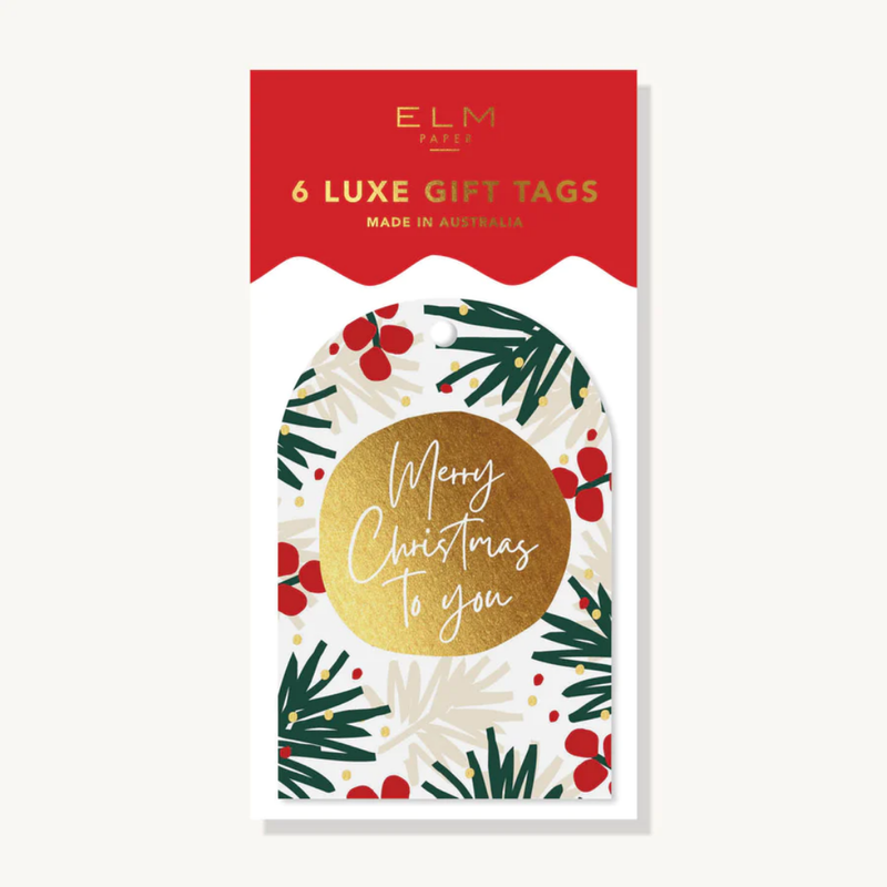 Merry Christmas Pine Gift Tags / Pack 6