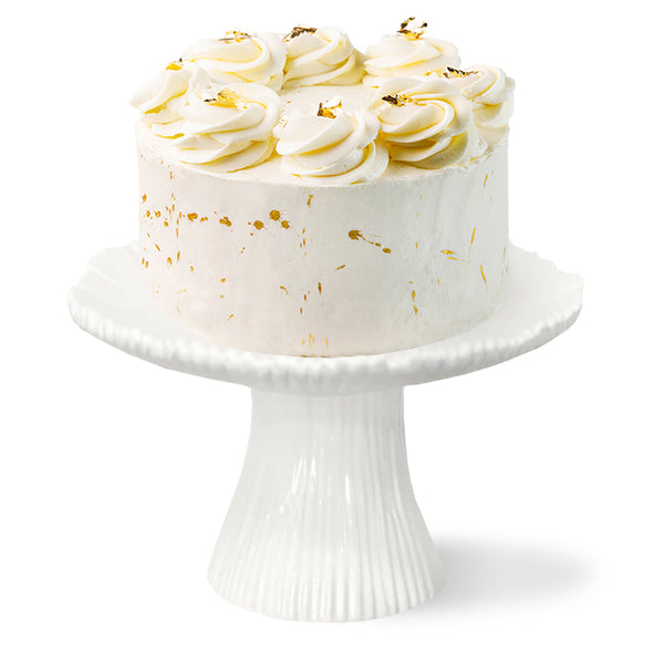 Ribbed Ceramic Cake Stand / White