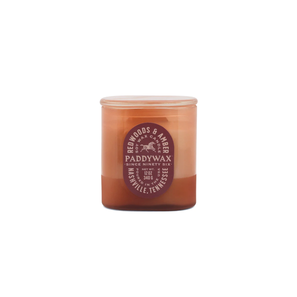 Vista Glass Candle Rusty Pink 12oz / Redwoods + Amber