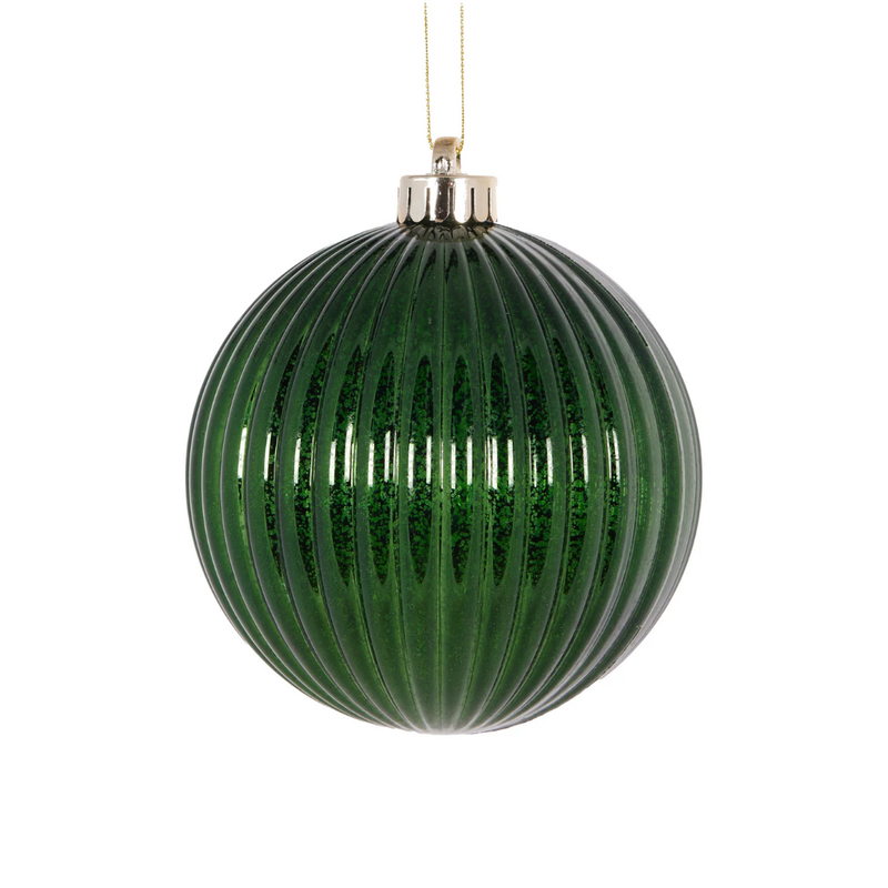Mercury Ribbed Bauble / Dark Green