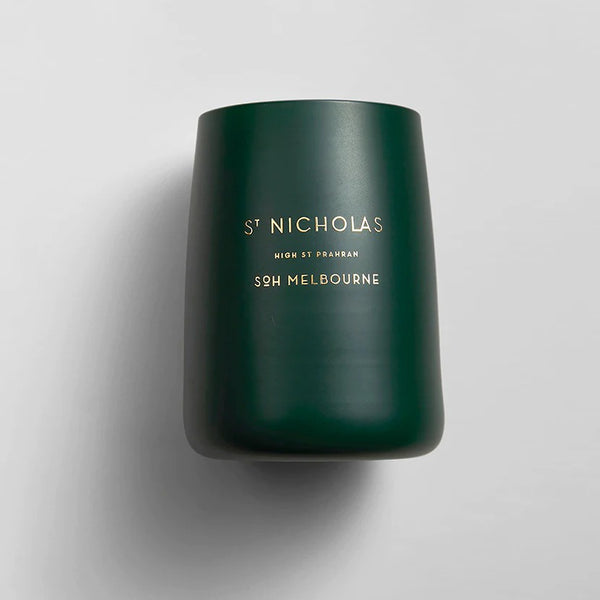 St. Nicholas / Green Matte Glass Candle