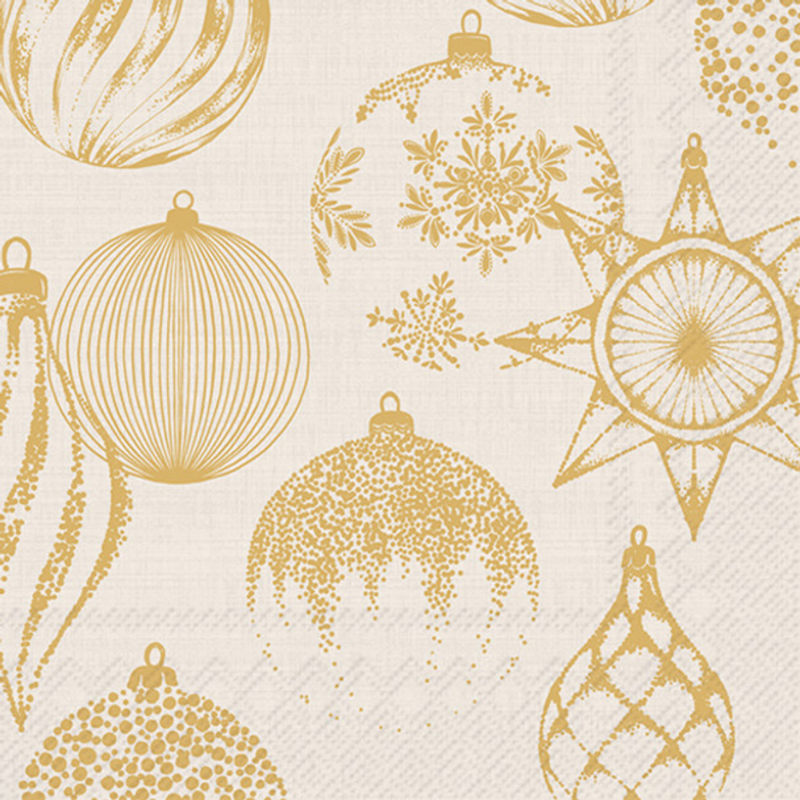 Shining Baubles Lunch Napkin / Cream + Gold