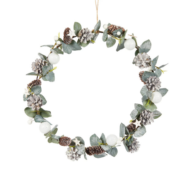 Simple snowy Eucalypt Wreath / 36cm