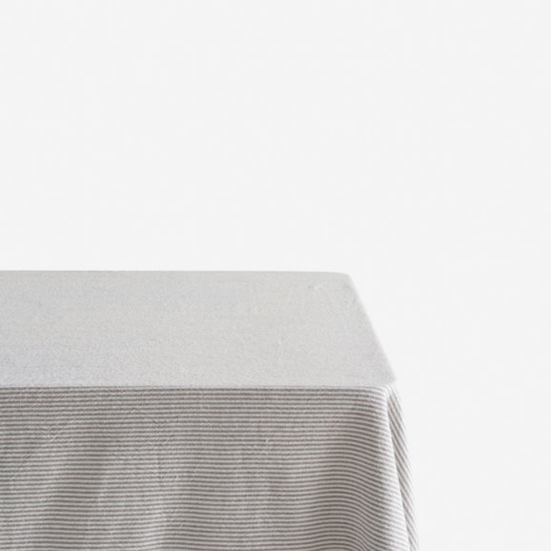 Striped Washed Cotton Tablecloth / Grey