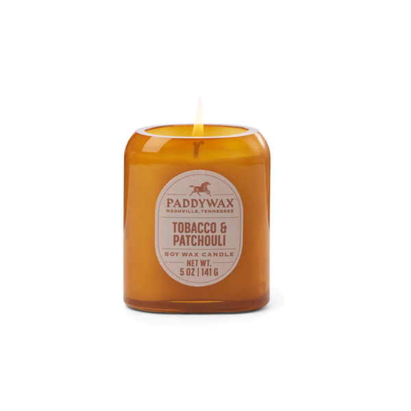 Vista Glass Candle Amber 5oz / Tobacco + Patchouli