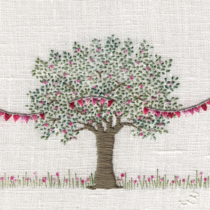 Mini Card / Tree in Blossom with Bunting