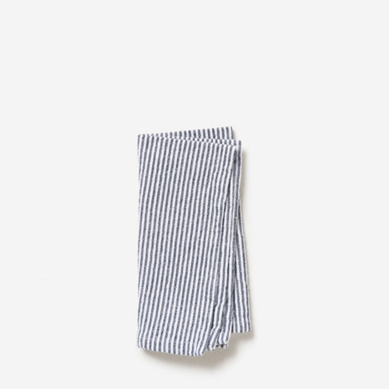 Striped Washed Cotton Napkin / Navy