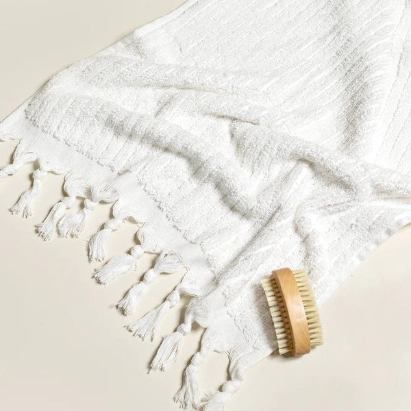 Turkish Cotton Hand Towel / White Stripes