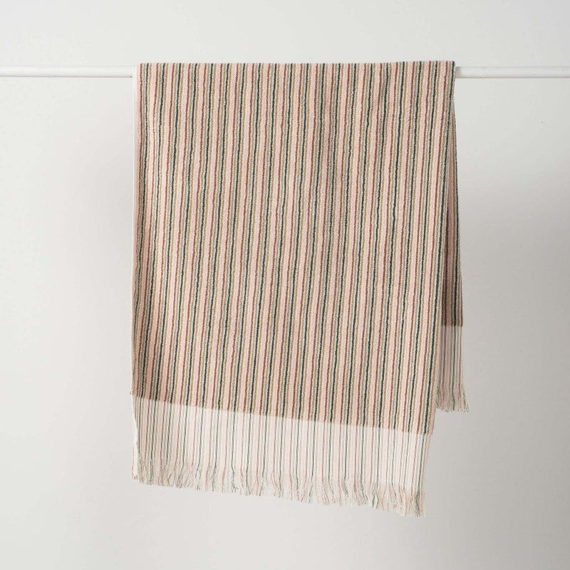 Alice Cotton Bath Towel Multi Stripe / Moss