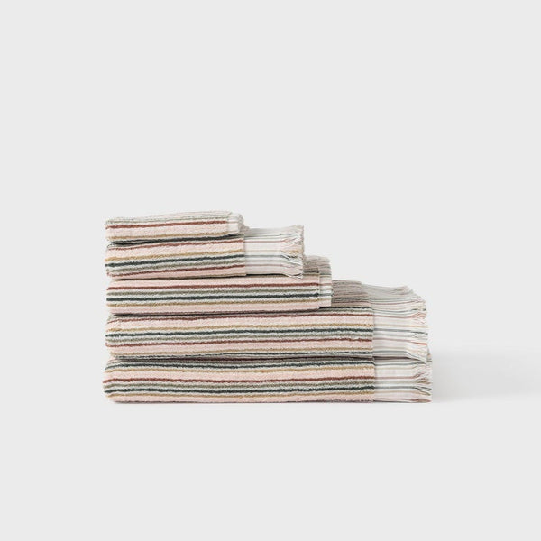 Alice Cotton Hand Towel Multi Stripe / Moss