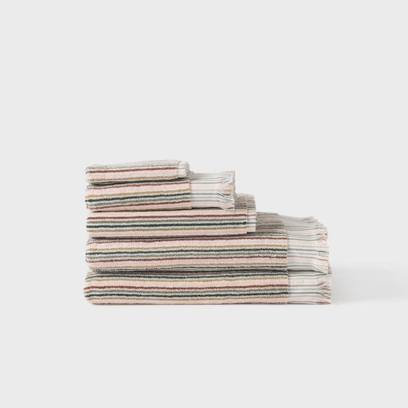 Alice Cotton Bath Mat Multi Stripe / Moss