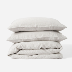 Stripe Linen Doona Cover Ash/Chalk King