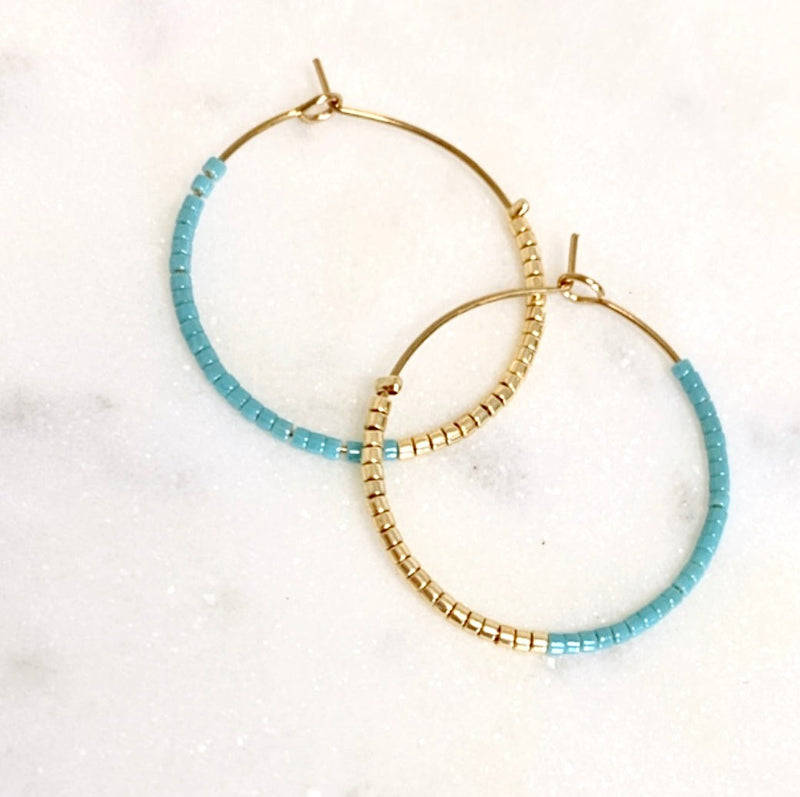 Fleur Hoops / Turquoise