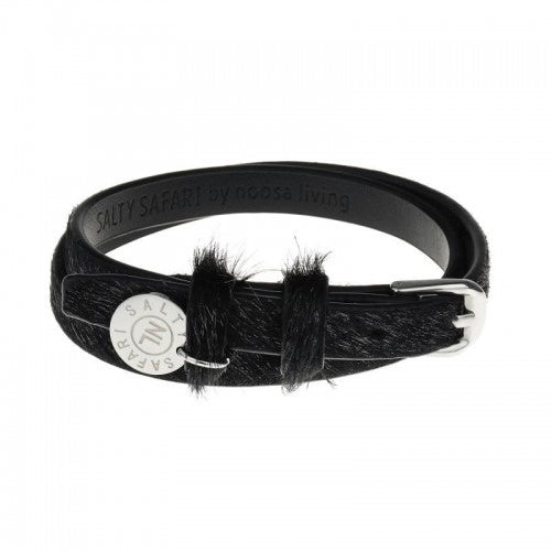 Double Wrap Bracelet - Black with Silver Detail