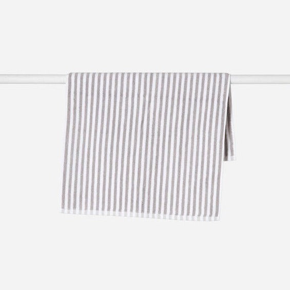 Wide Stripe Bath Mat / Grey & White