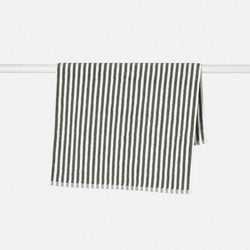 Wide Stripe Bath Mat / Olive & White