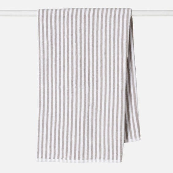 Wide Stripe Bath Towel / Grey & White