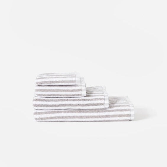 Wide Stripe Hand Towel / Grey & White