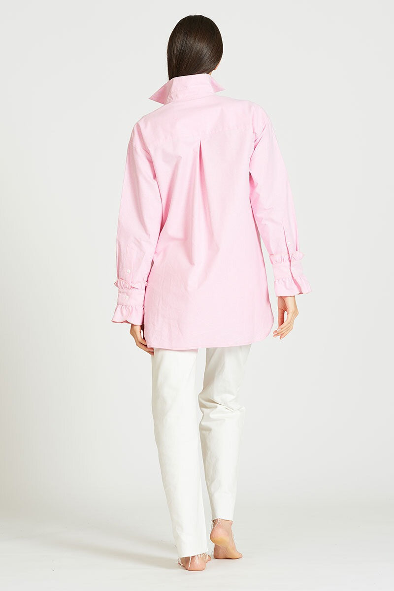 The Frill Front & Cuff Shirt Oxford Pink